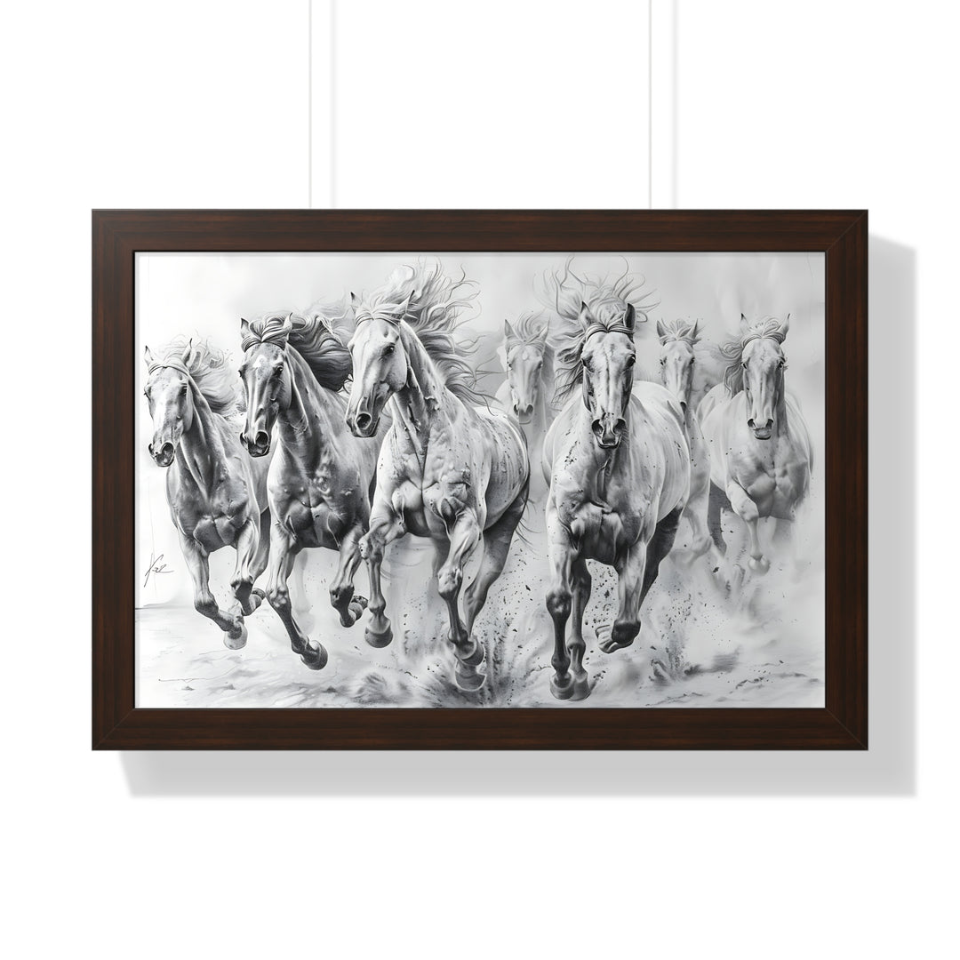 Black And White Horses Poster