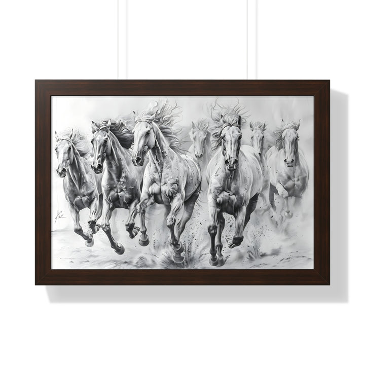 Black And White Horses Poster