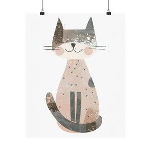 Gray Smiling Cat Poster