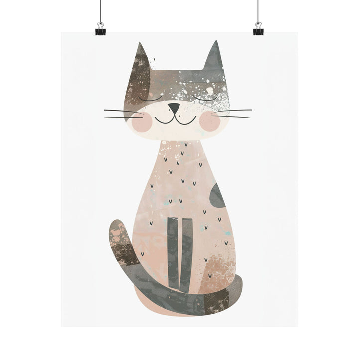 Gray Smiling Cat Poster