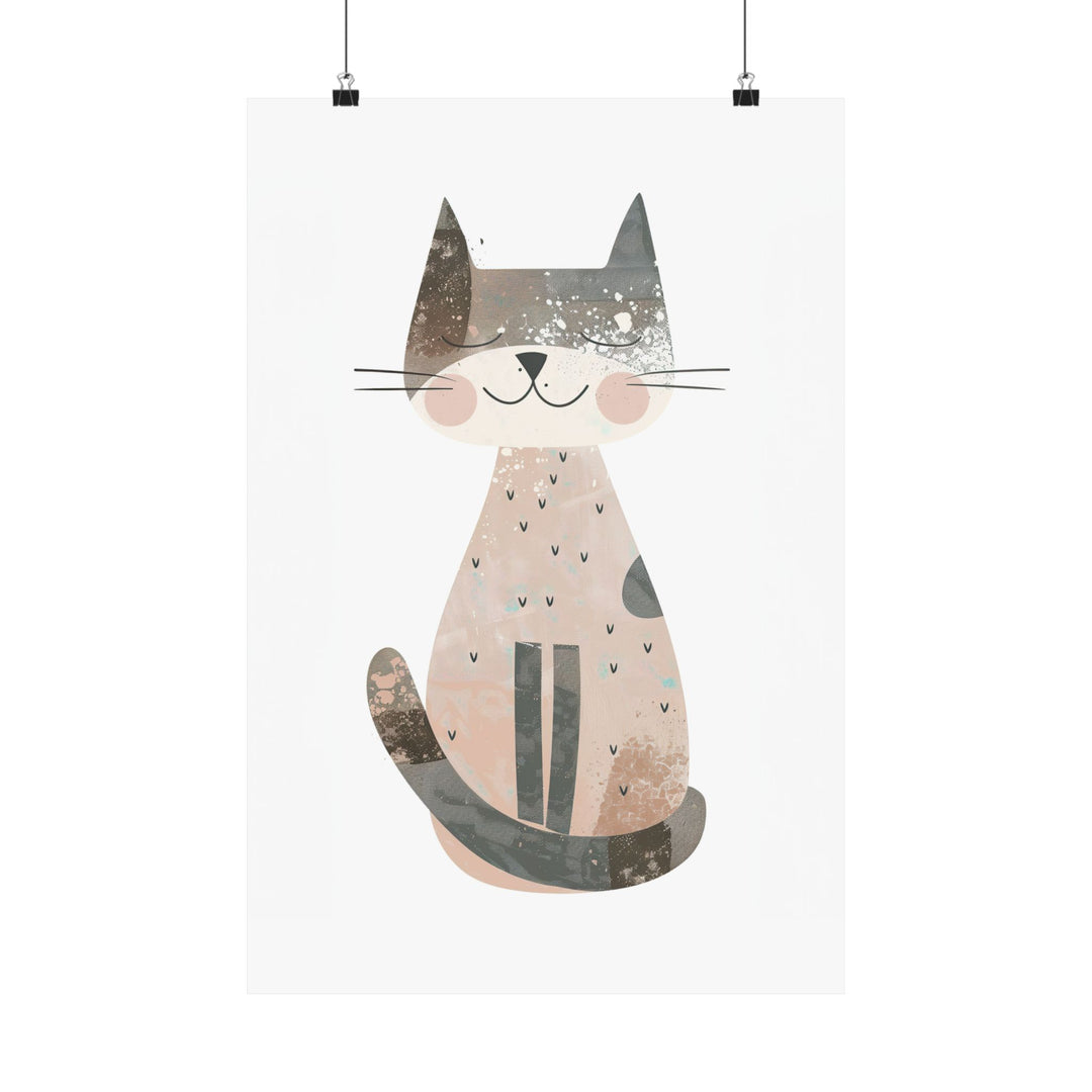Gray Smiling Cat Poster