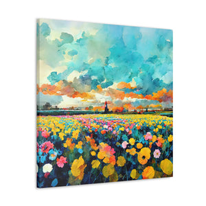 Blooming Field in Sunset Light