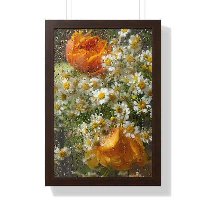 Flowers In Rain Poster