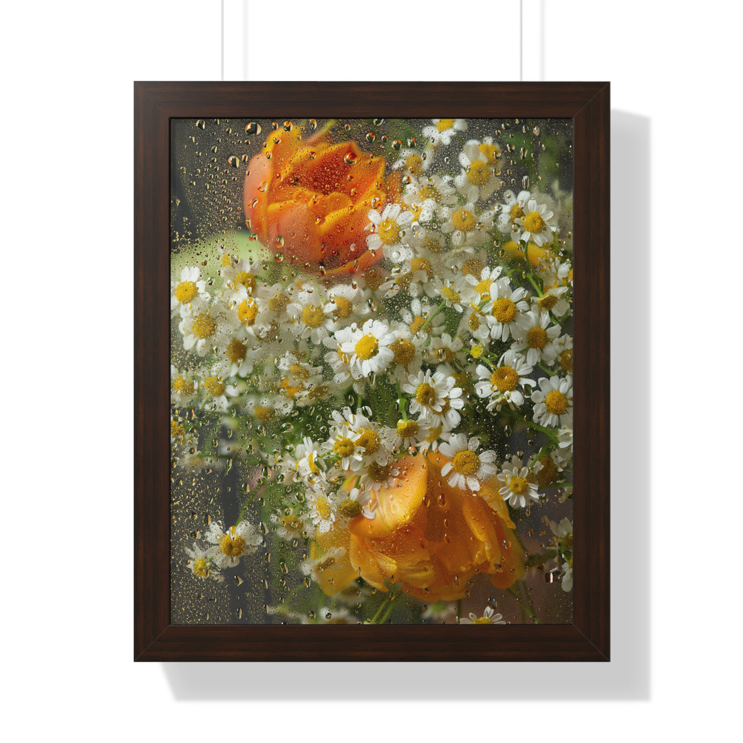 Flowers In Rain Poster