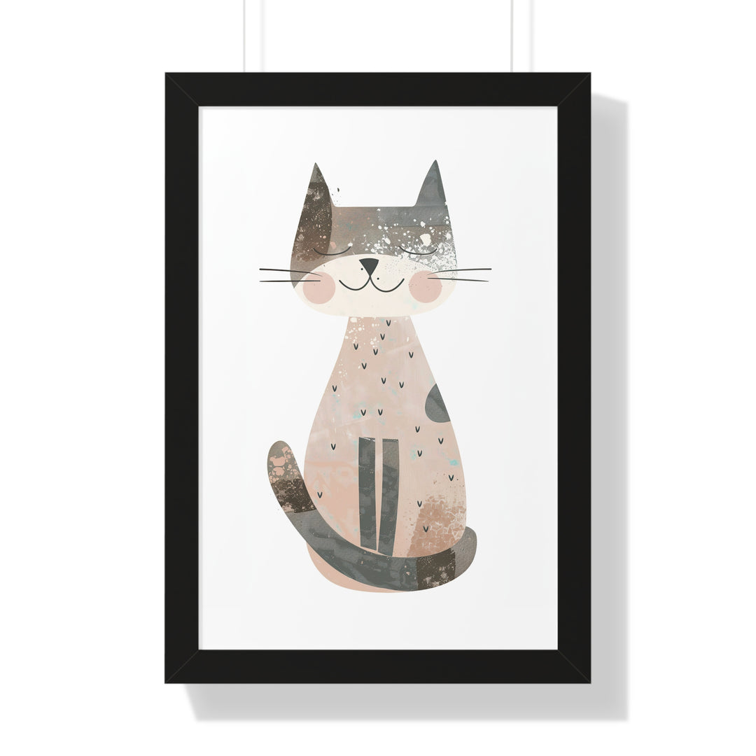 Gray Smiling Cat Poster