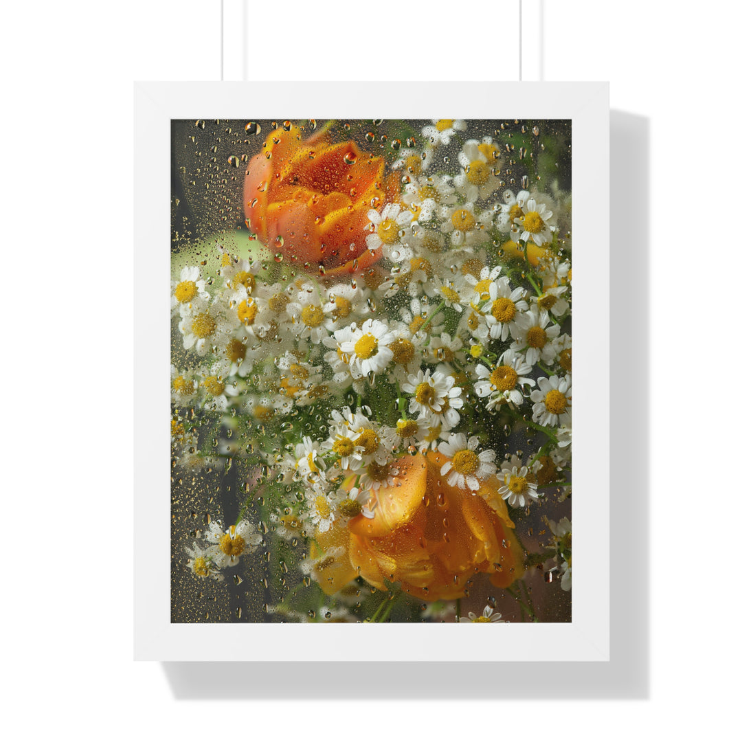 Flowers In Rain Poster