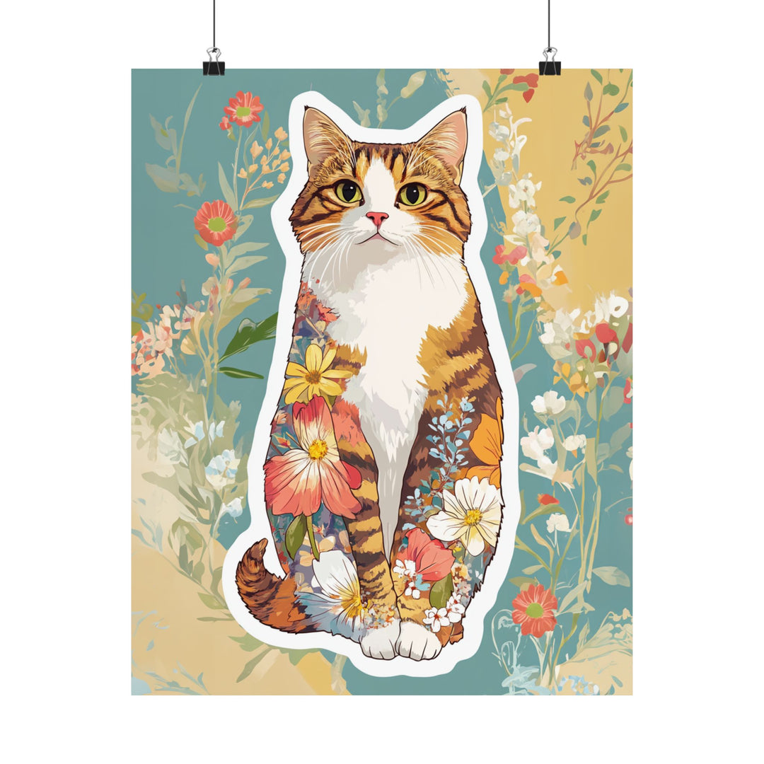 Floral Kitten Poster