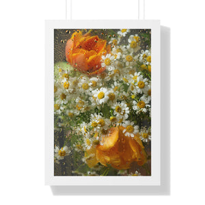 Flowers In Rain Poster