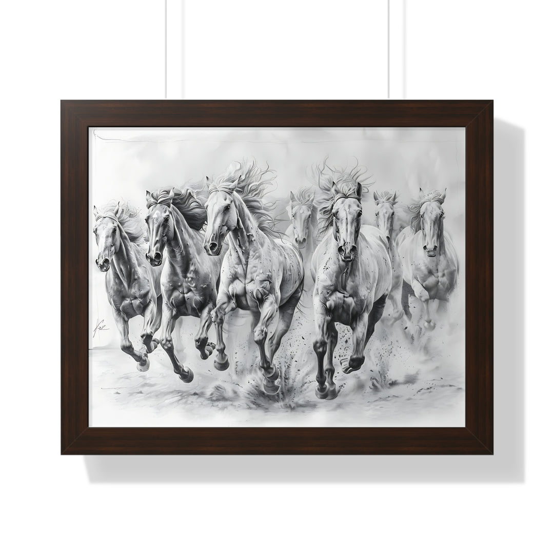 Black And White Horses Poster