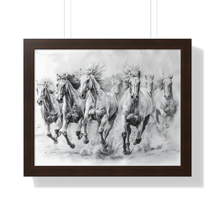Black And White Horses Poster