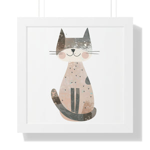 Gray Smiling Cat Poster