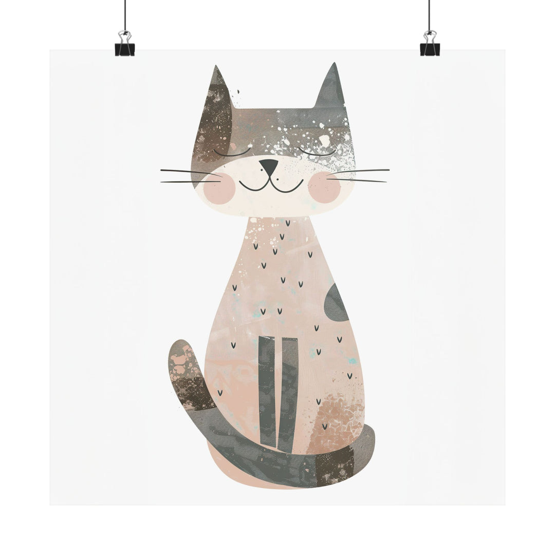 Gray Smiling Cat Poster
