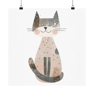Gray Smiling Cat Poster