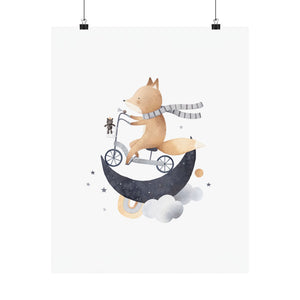 Cute Fox On A Bike Poster