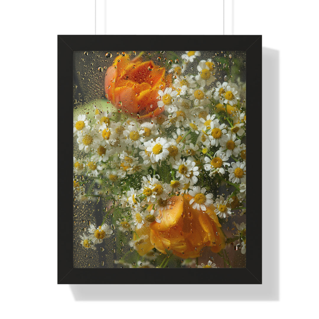 Flowers In Rain Poster