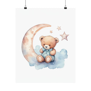 Teddy Bear and The Moon Poster