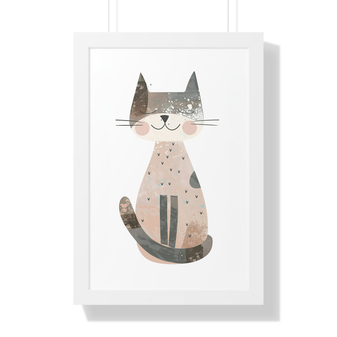 Gray Smiling Cat Poster