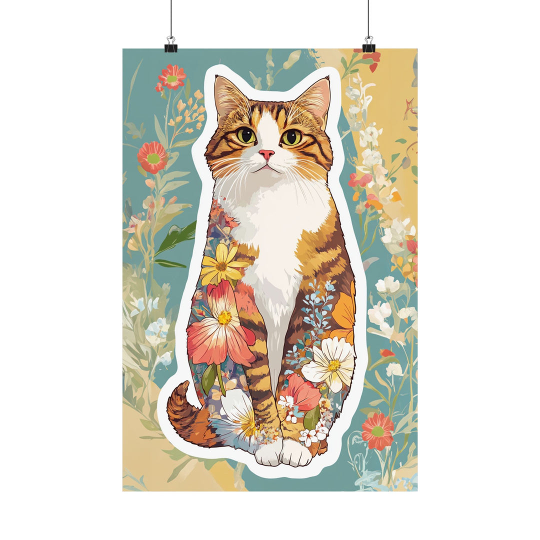 Floral Kitten Poster