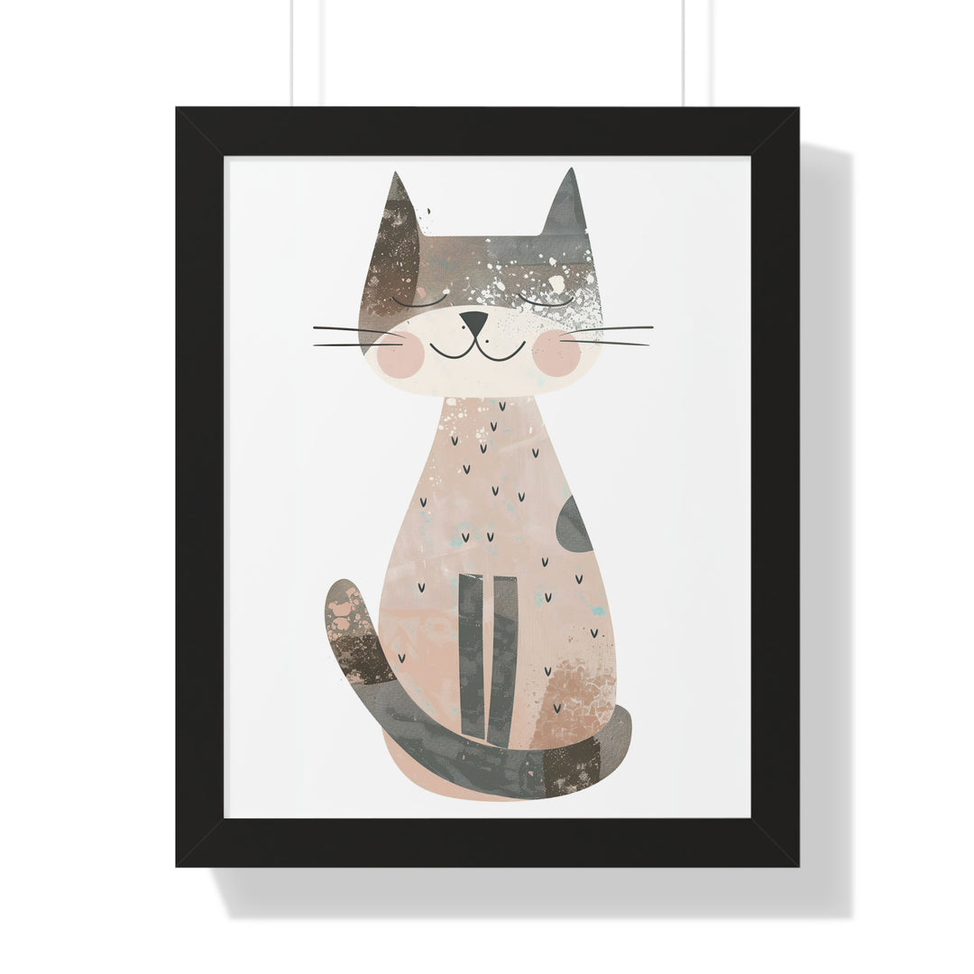 Gray Smiling Cat Poster