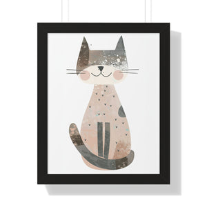 Gray Smiling Cat Poster