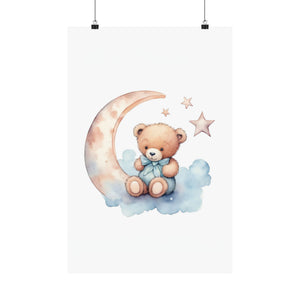 Teddy Bear and The Moon Poster