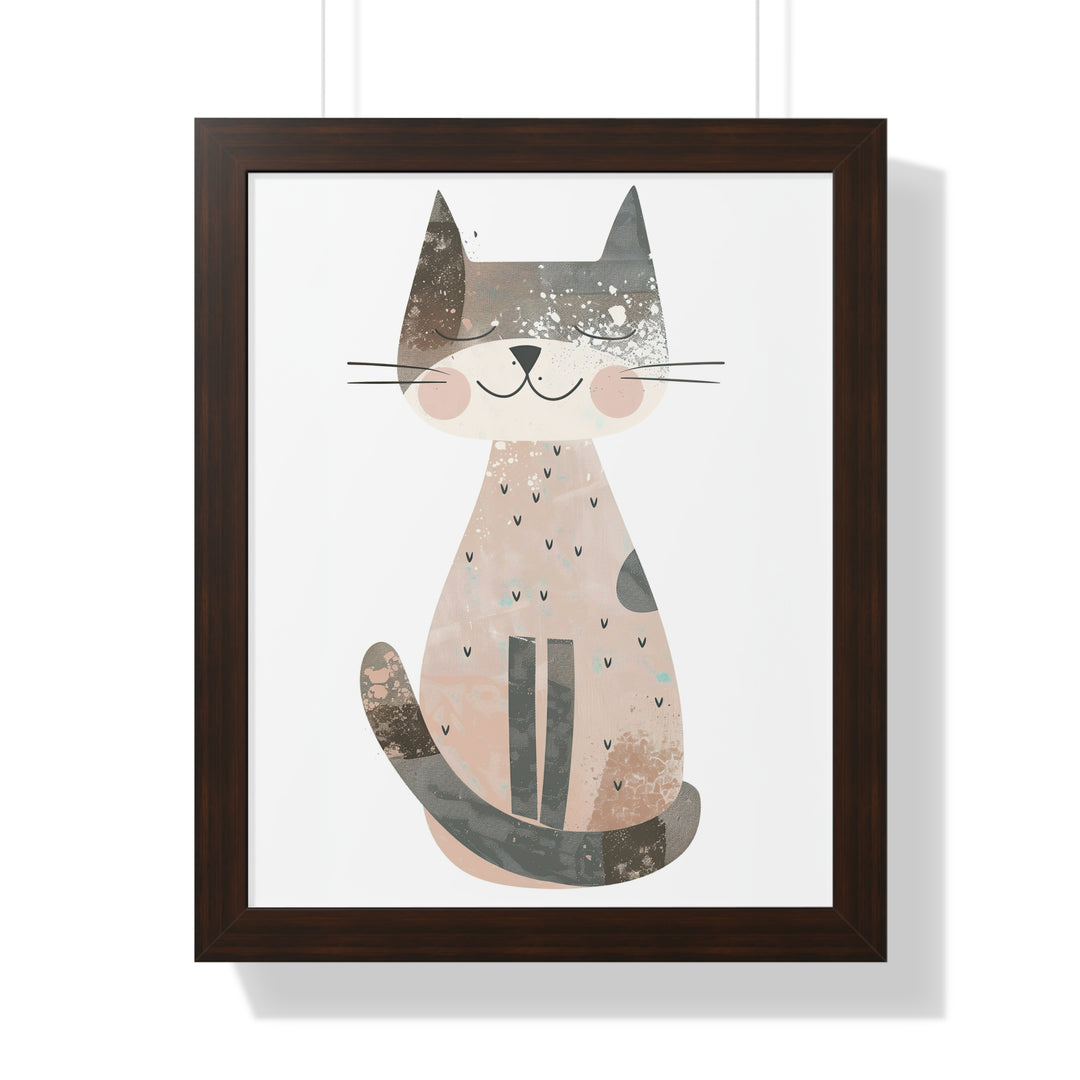 Gray Smiling Cat Poster