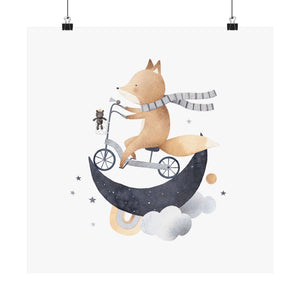 Cute Fox On A Bike Poster