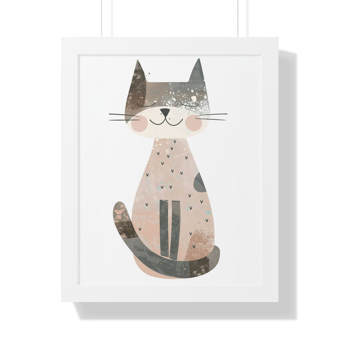 Gray Smiling Cat Poster