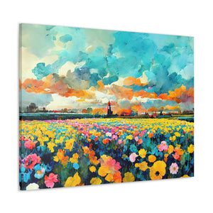Blooming Field in Sunset Light