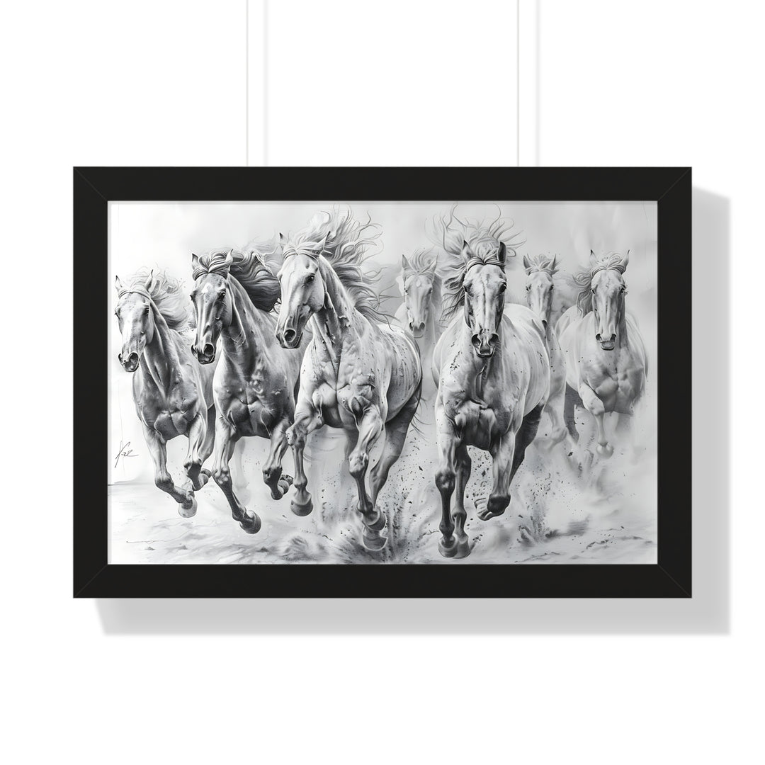 Black And White Horses Poster