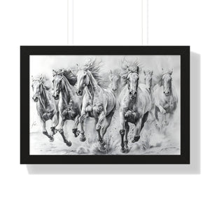 Black And White Horses Poster