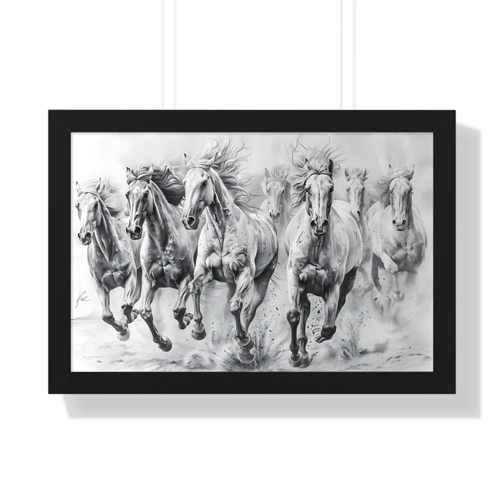 Black And White Horses Poster