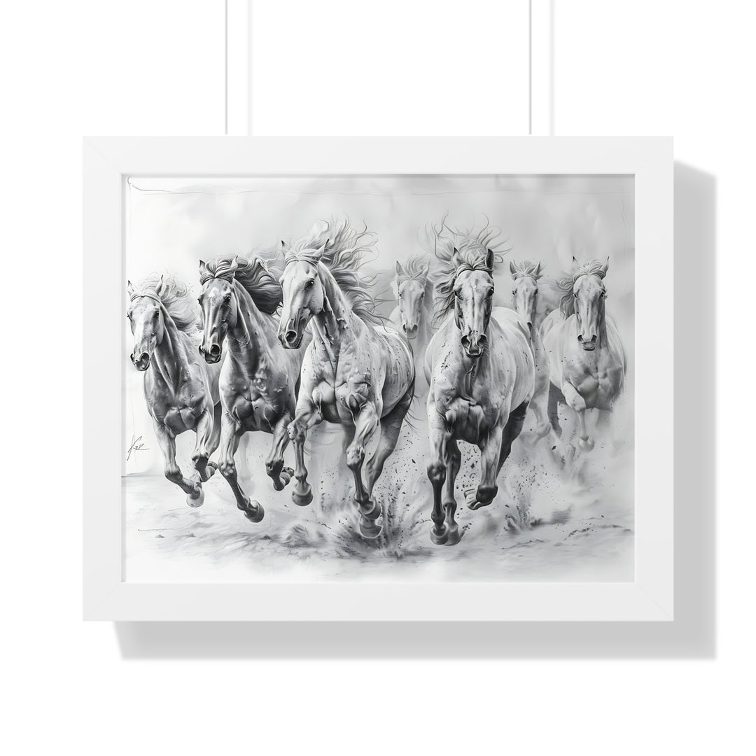 Black And White Horses Poster