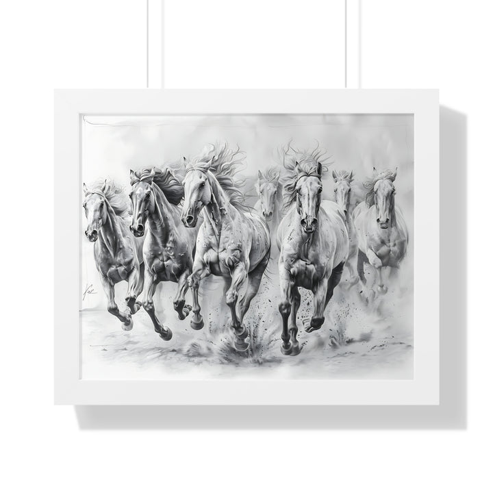 Black And White Horses Poster