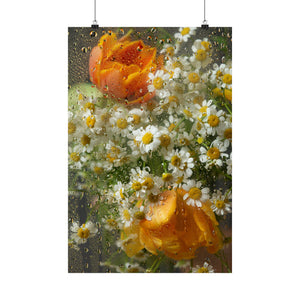 Flowers In Rain Poster