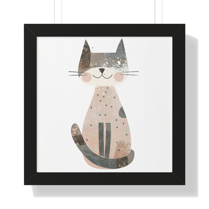 Gray Smiling Cat Poster