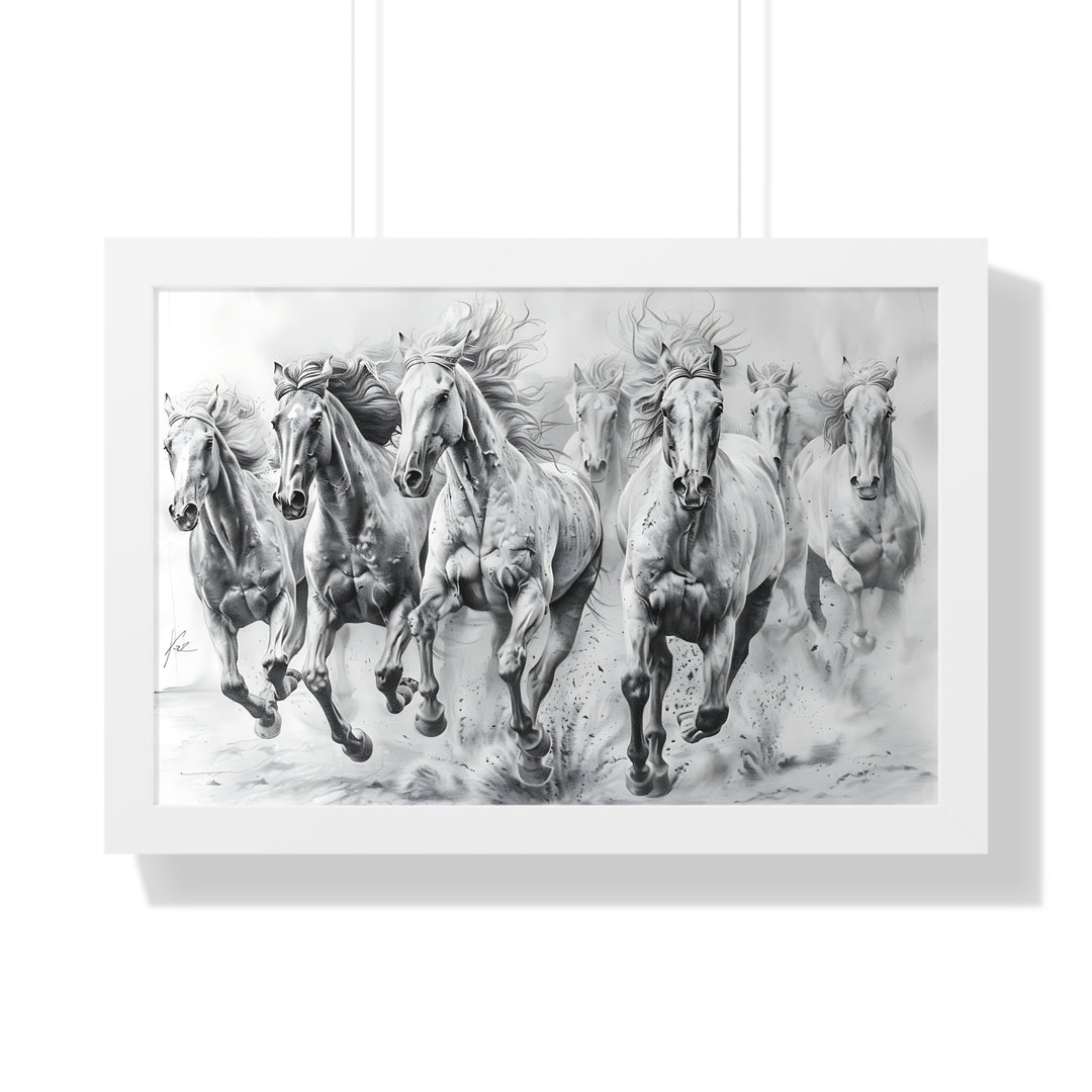 Black And White Horses Poster