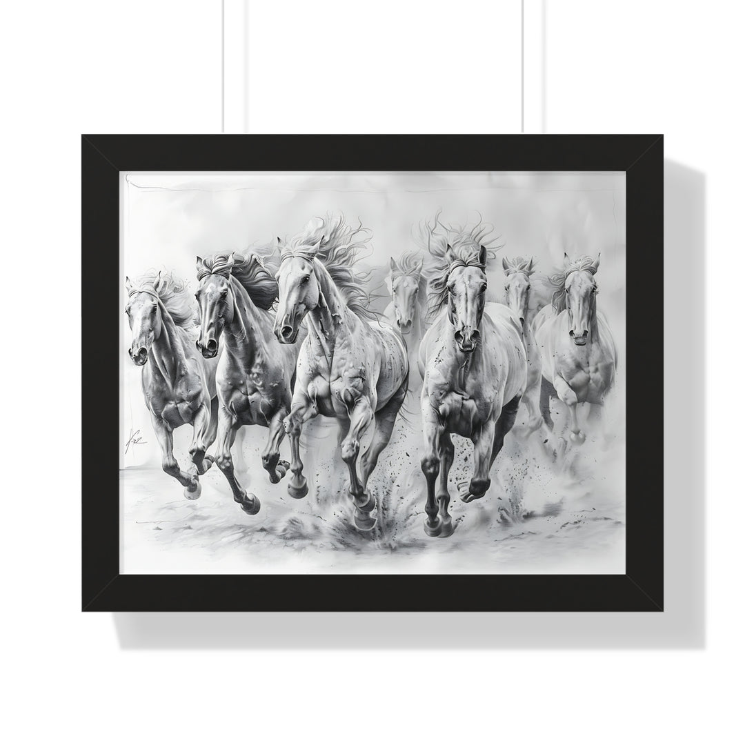 Black And White Horses Poster