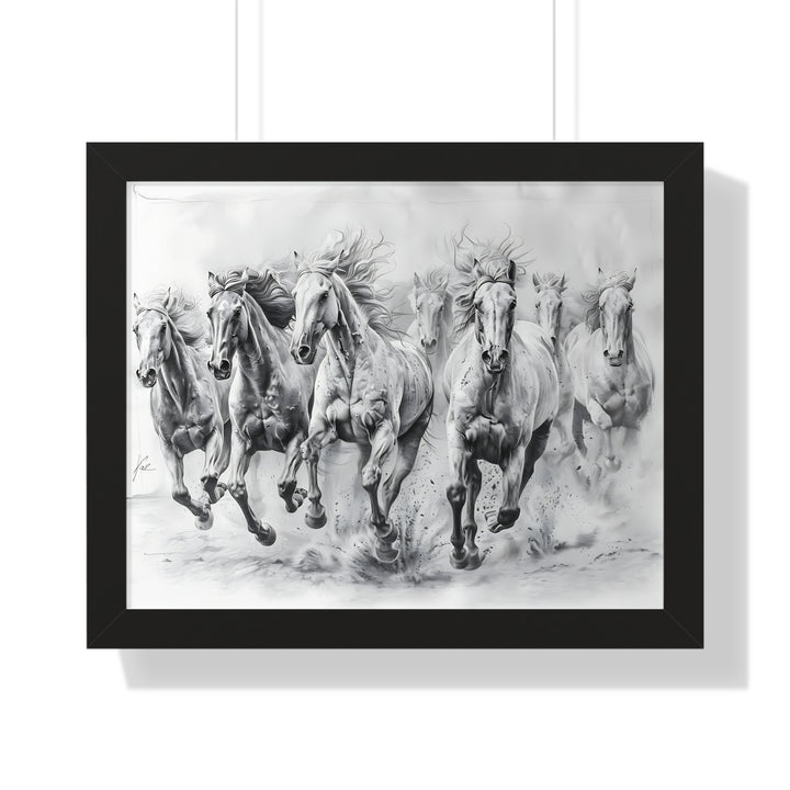 Black And White Horses Poster