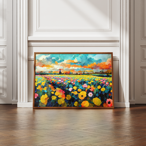 Blooming Field in Sunset Light