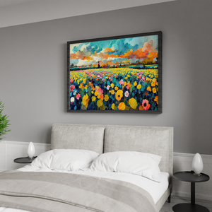 Blooming Field in Sunset Light