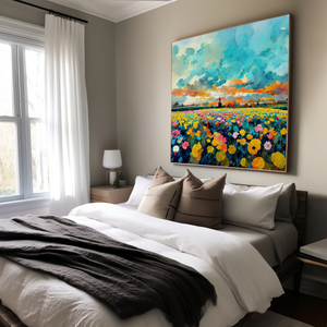 Blooming Field in Sunset Light