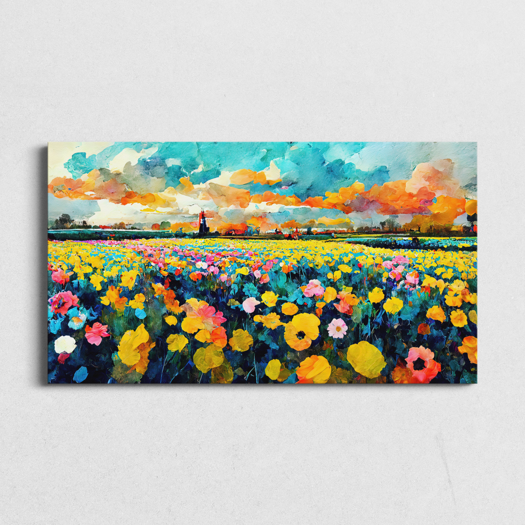 Blooming Field in Sunset Light