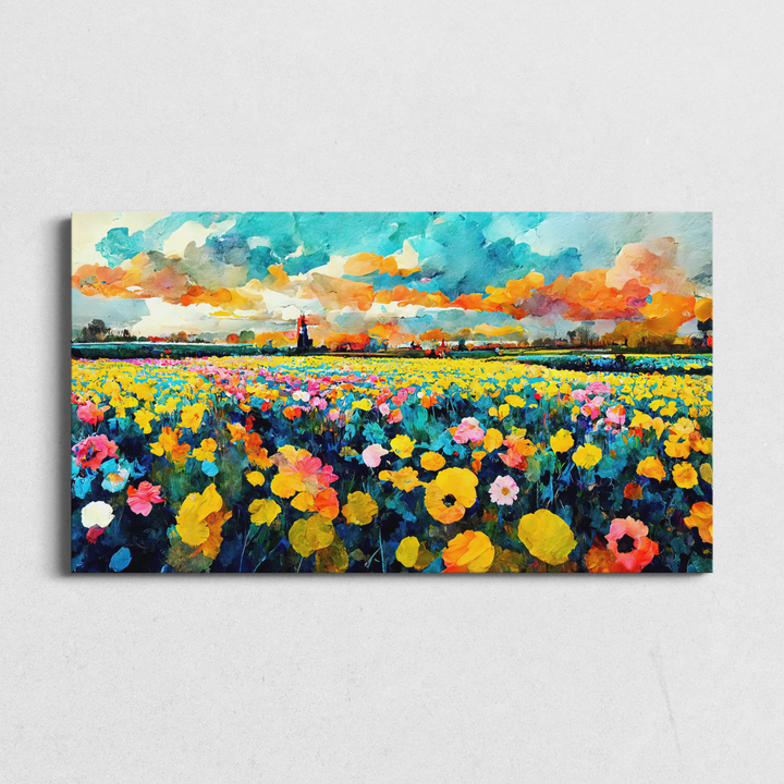 Blooming Field in Sunset Light