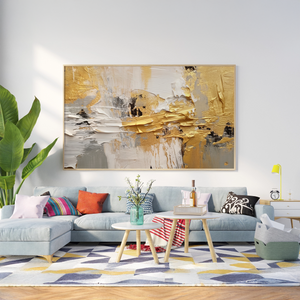 Gold And White Textured Splashes