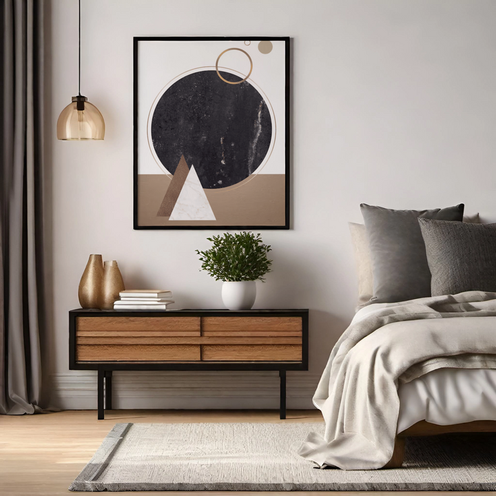 Marbled Circle with Geometric Touches