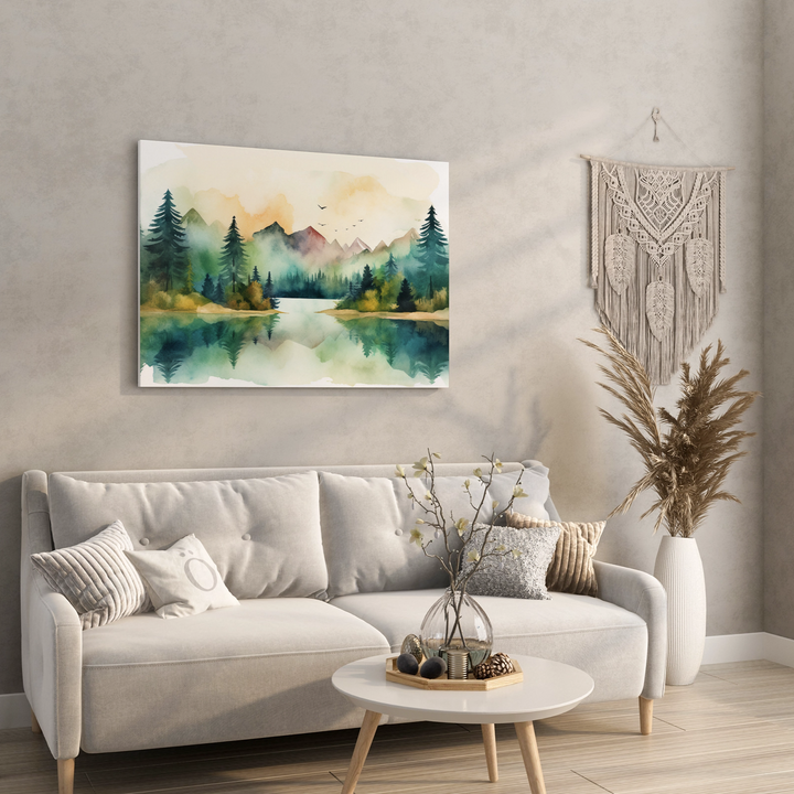 Watercolor Pines and Peaks