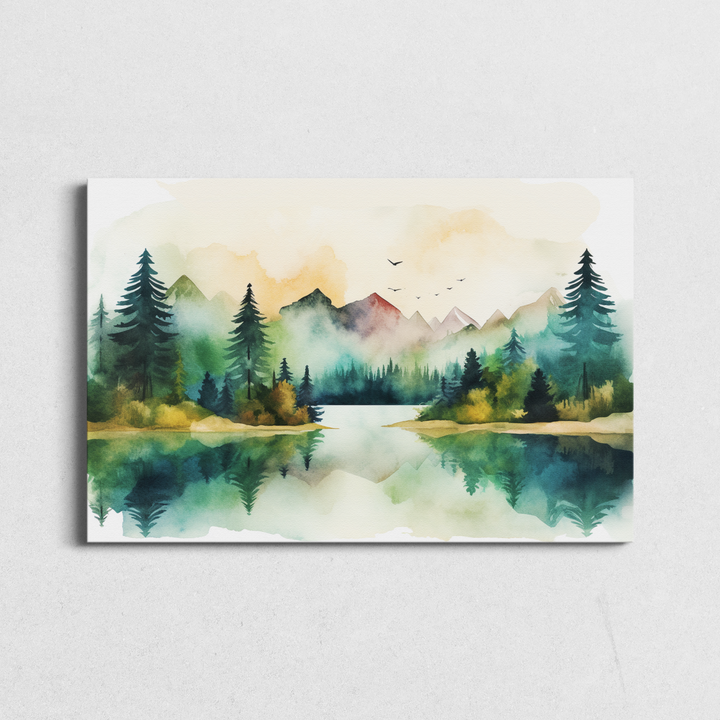 Watercolor Pines and Peaks