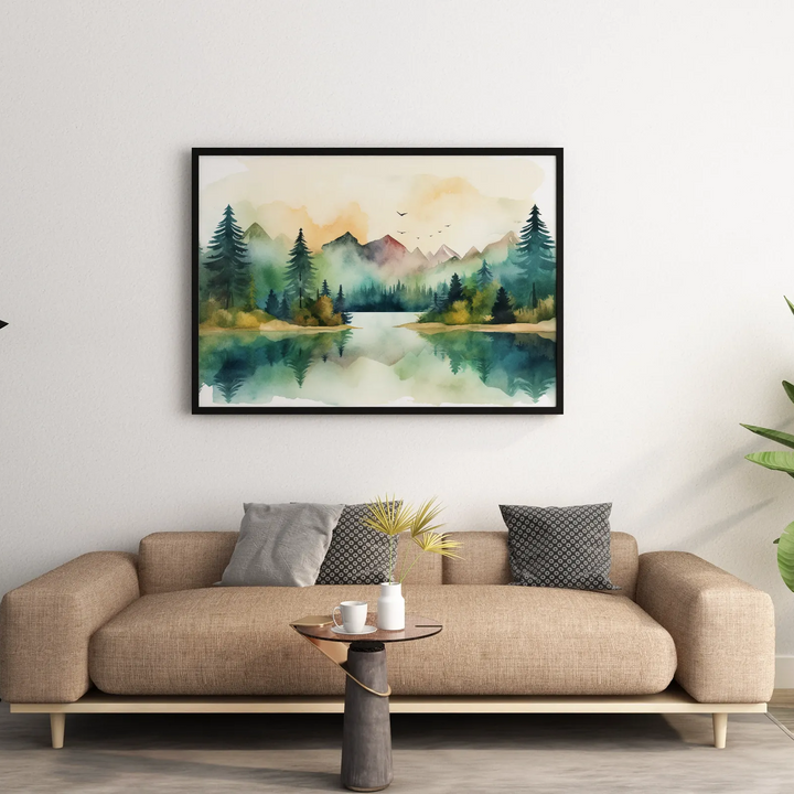 Watercolor Pines and Peaks
