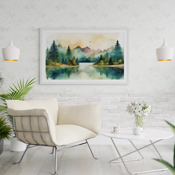 Watercolor Pines and Peaks